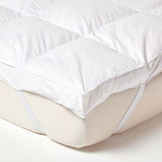 HOMESCAPES White Goose Feather Mattress Topper