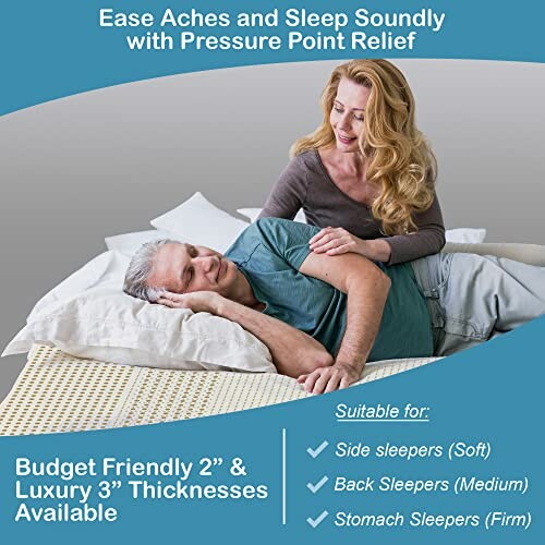 Couple on mattress with pressure point relief features.